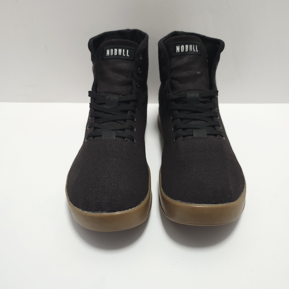 Nobull Mens Hightop Shoes Trainers Size 10.5 Canvas Black - Picture 2 of 7